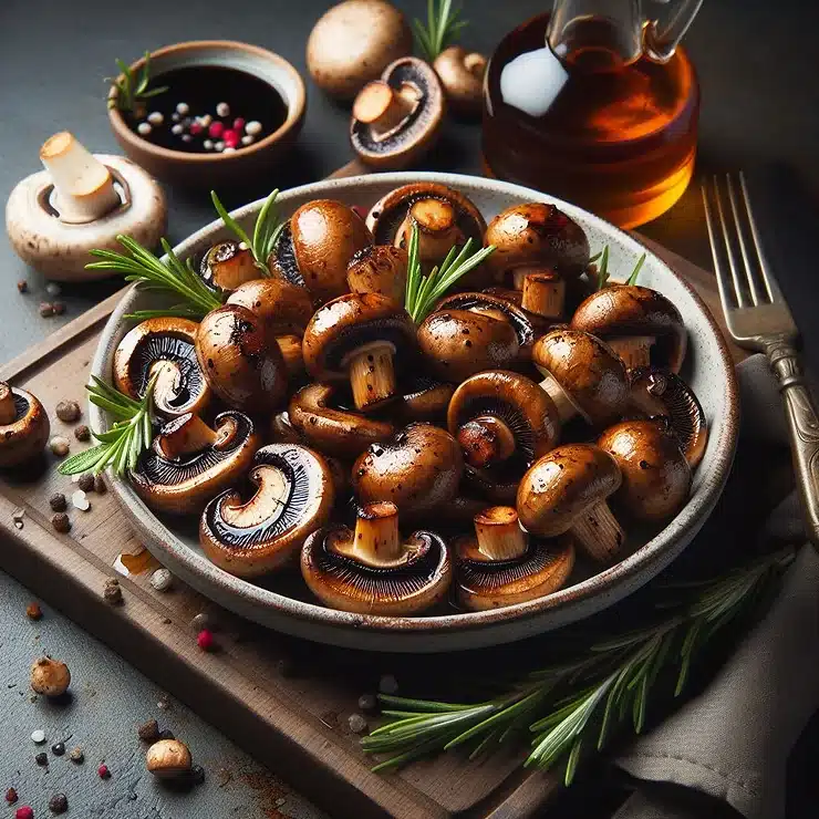 Ristede champignon med balsamico og rosmarin