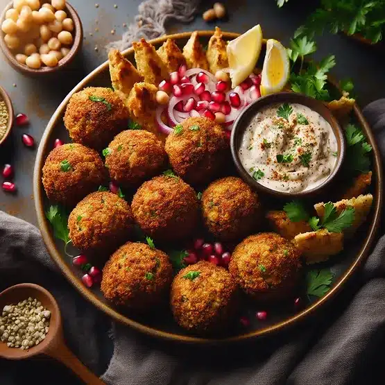 Bagte græskar-falafler med tahin-dressing