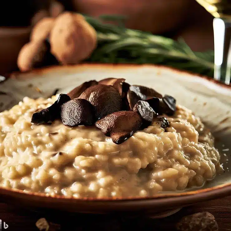 Opskrift på risotto med svampe og trøffelolie