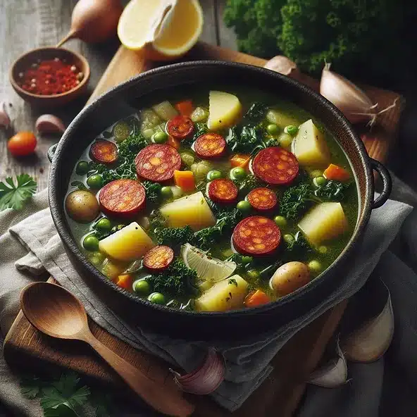 Caldo Verde - Portugisisk grønkålssuppe med chorizo