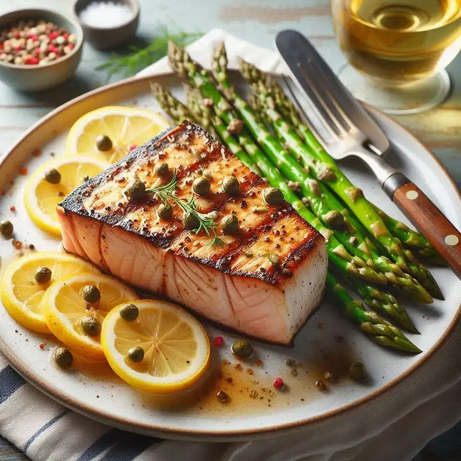 Grillet sværdfisk med citron og kapers