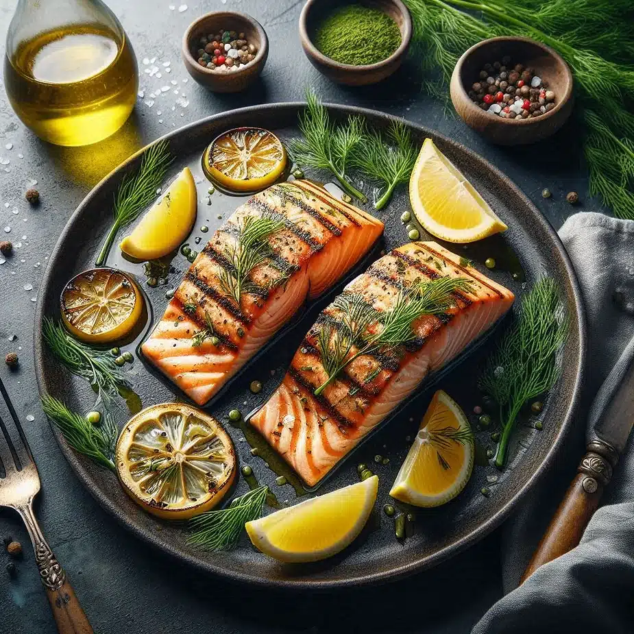 Grillet laks med citron og dild