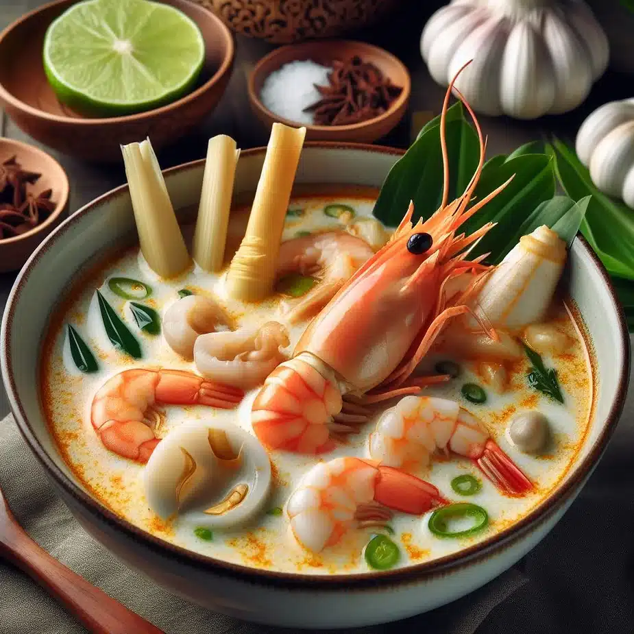 Tom Kha Talay - Thailandsk kokosmælksuppe 
