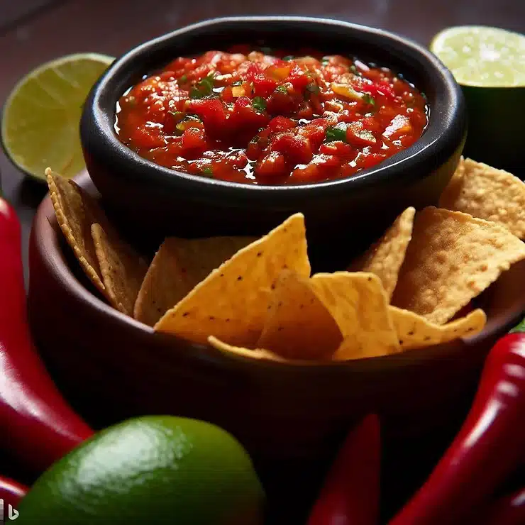 Mexicansk hot salsa med tortillachips