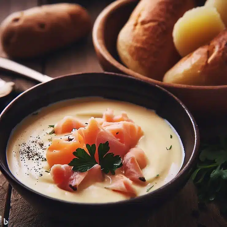 Opskrift på kold kartoffelsuppe med røget laks