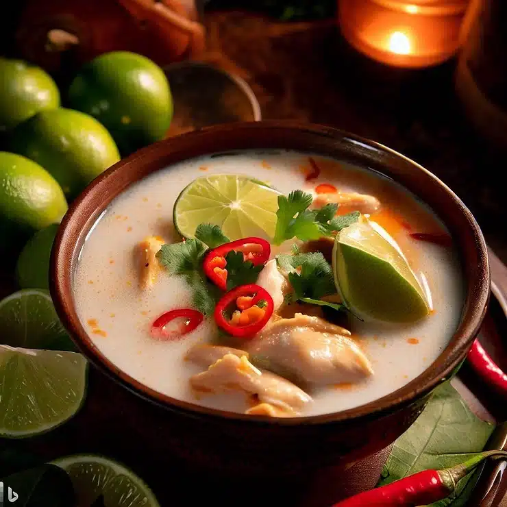 Opskrift på thailandsk kyllingesuppe med lime og kokosmælk