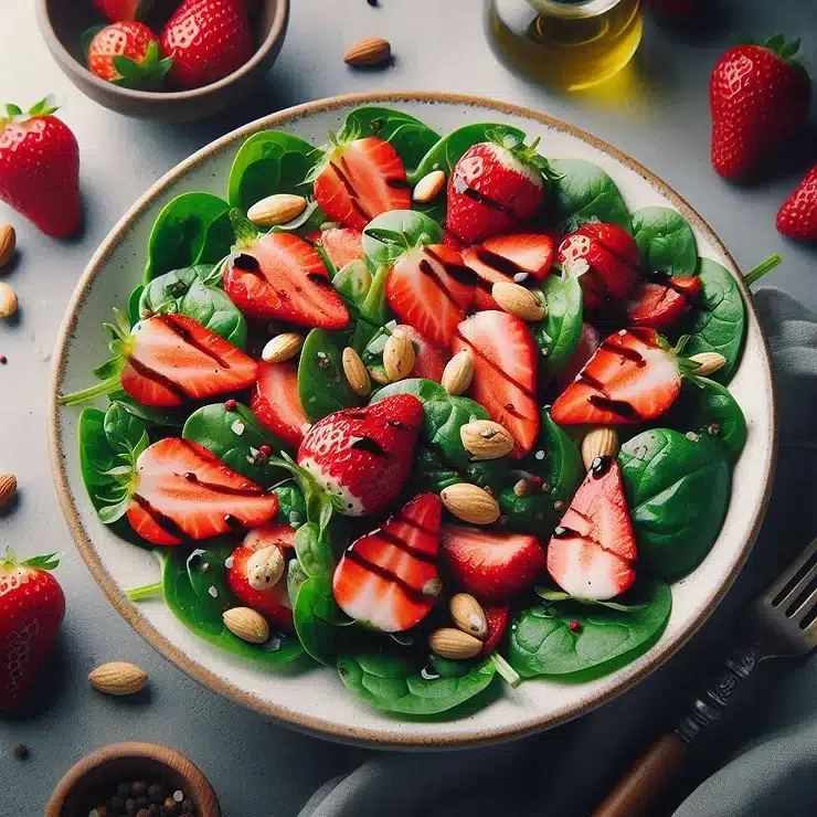 Jordbærsalat med spinat og balsamico