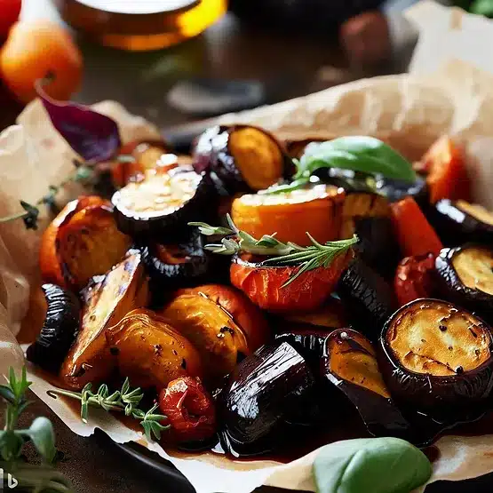 Ristede grøntsager med balsamico glaze