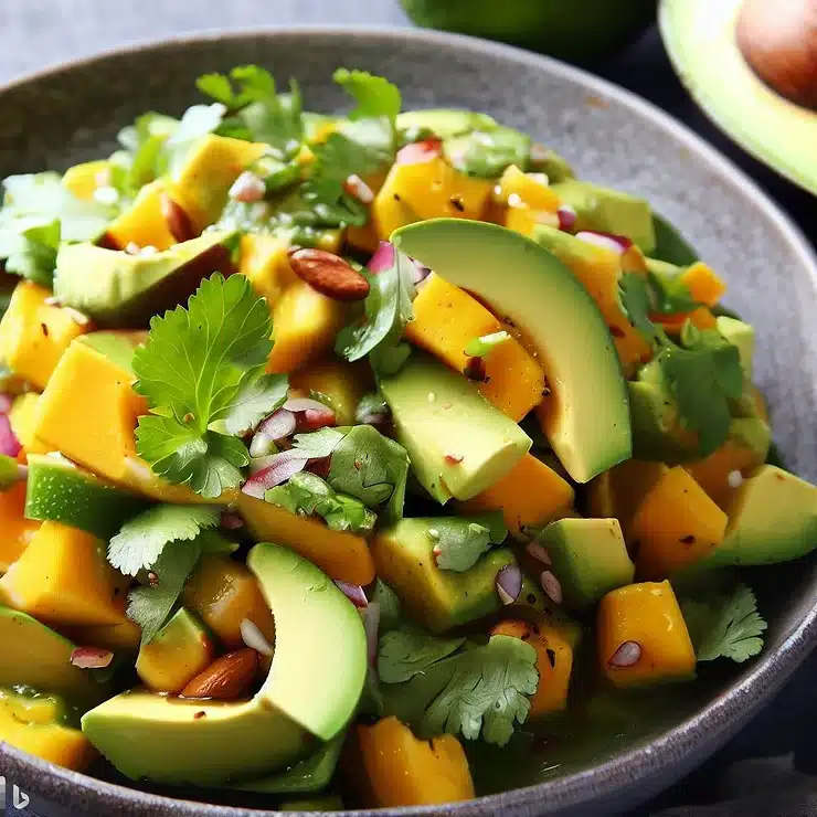 Opskrift på mango-avokadosalat med lime- og korianderdressing