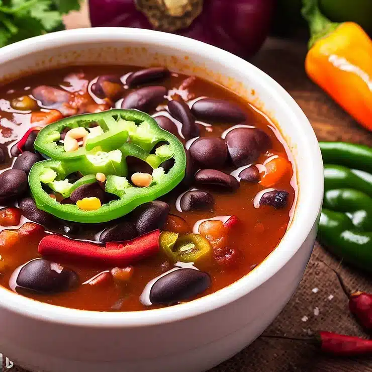 Opskrift på stærk vegetarisk chilisuppe med sorte bønner og jalapeños ...