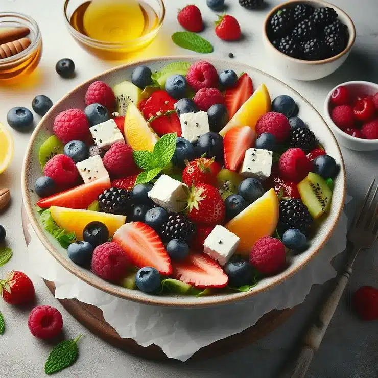 Salat med friske bær og feta