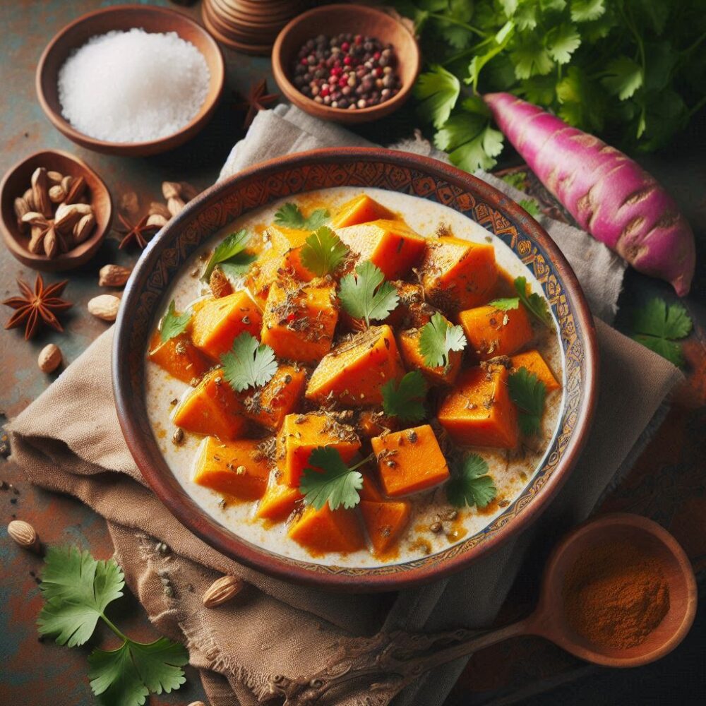 Sød kartoffel-curry med kokosmælk og koriander - En cremet og krydret klassiker