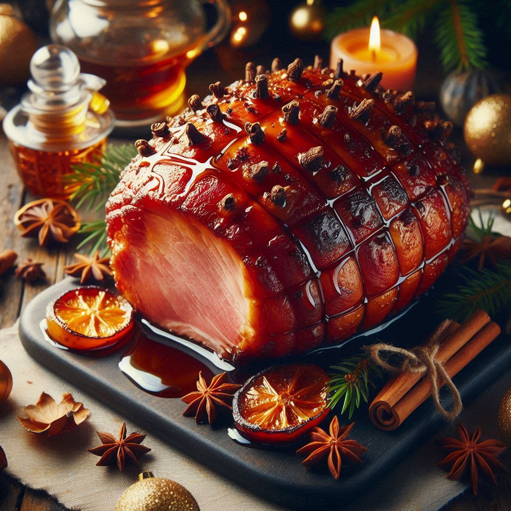Glaseret juleskinke med nelliker og honning