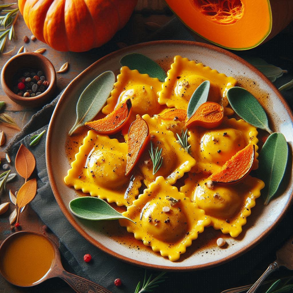 Græskar-ravioli med brunet smør og salvie
