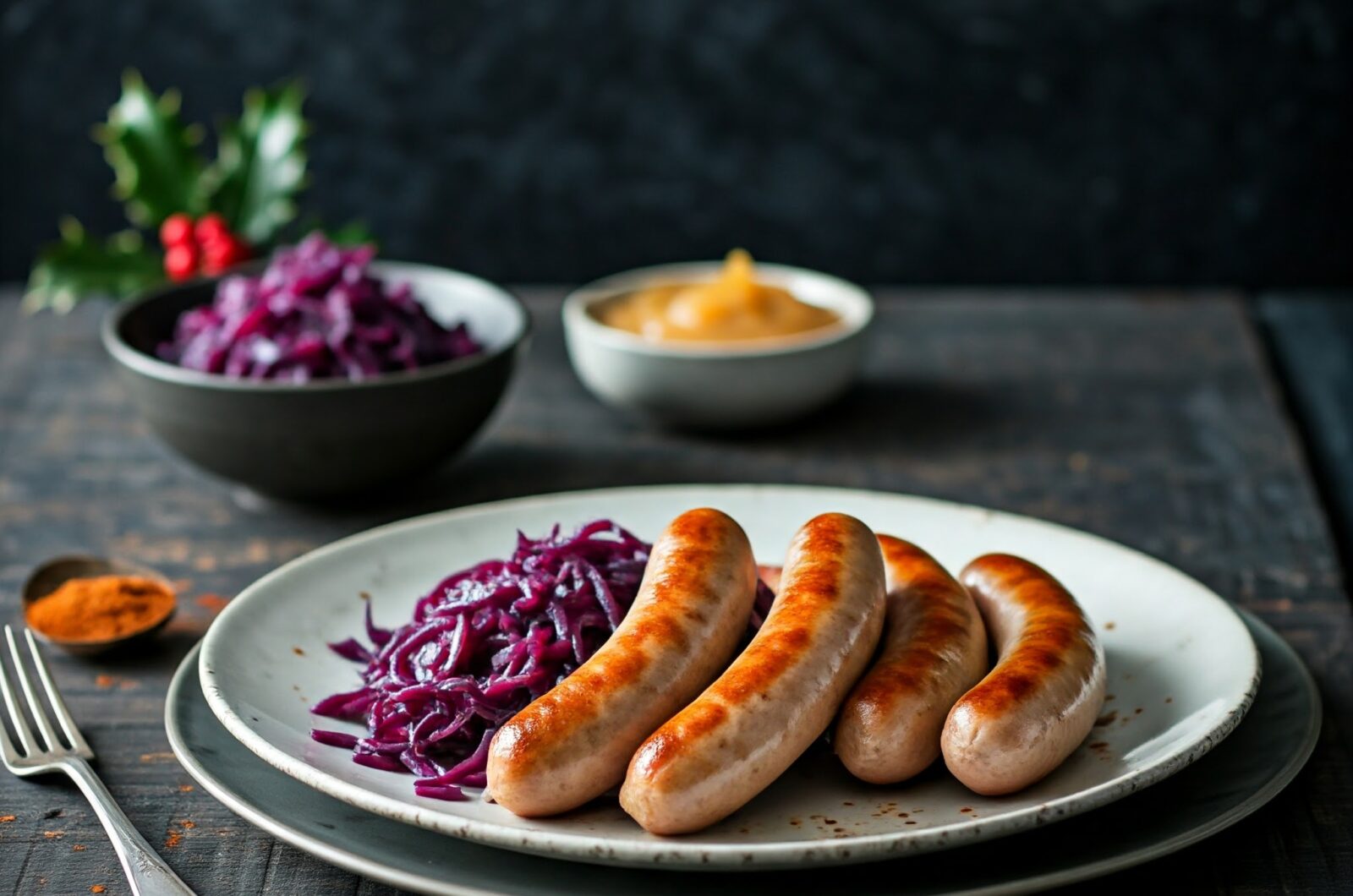 Julemedister med rødkål og æblemos