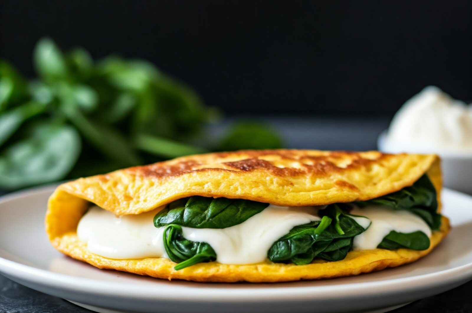 Omelet med spinat og ost