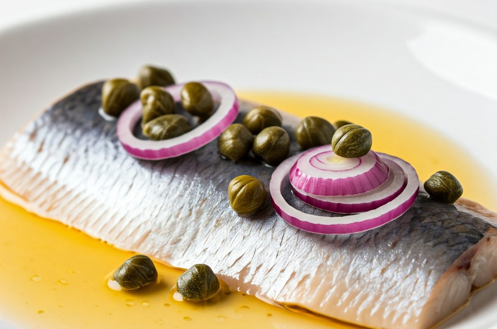 Marinerede sild med kapers og løg