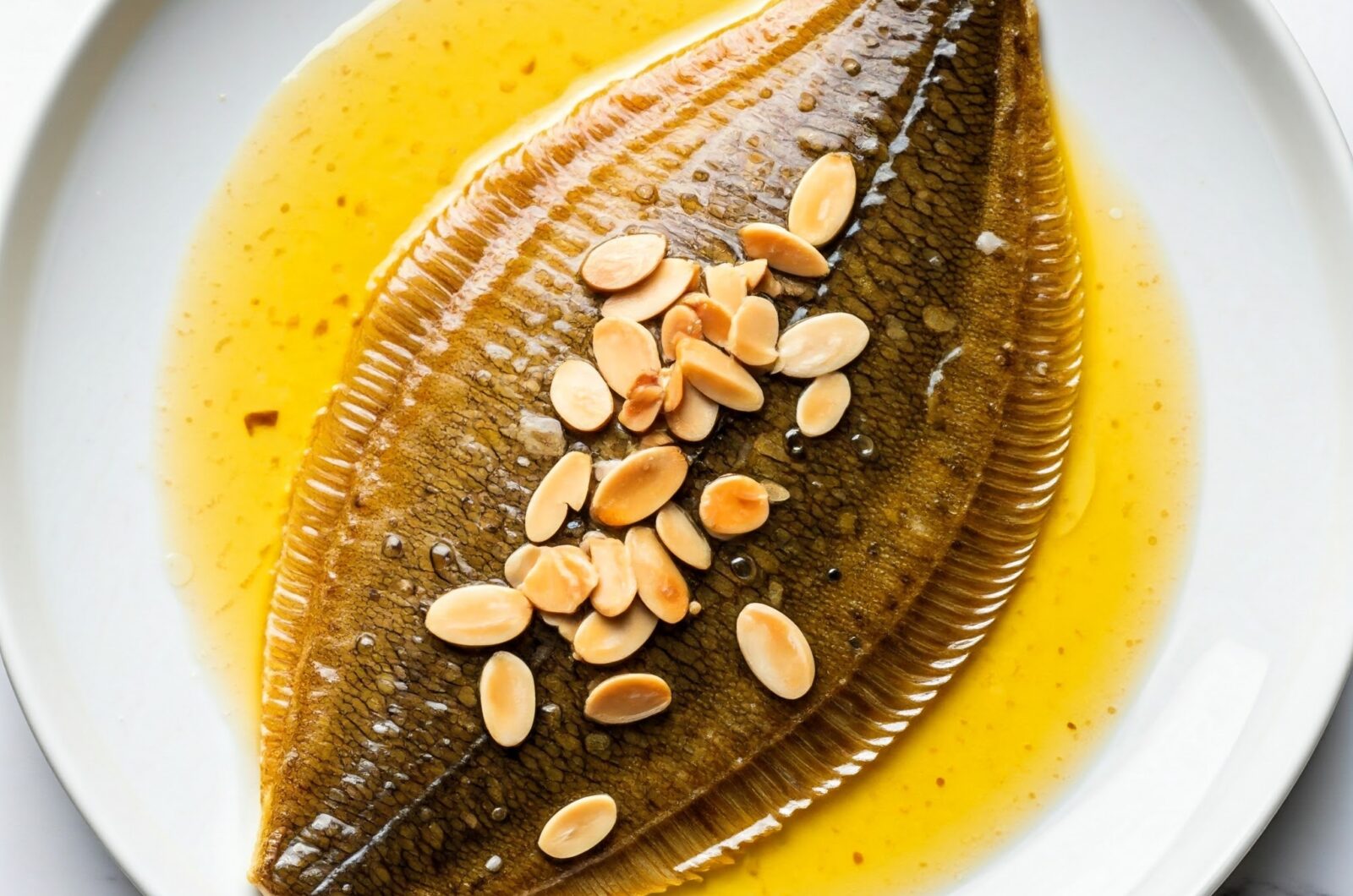 Stegt pighvar med brunet smør og mandler