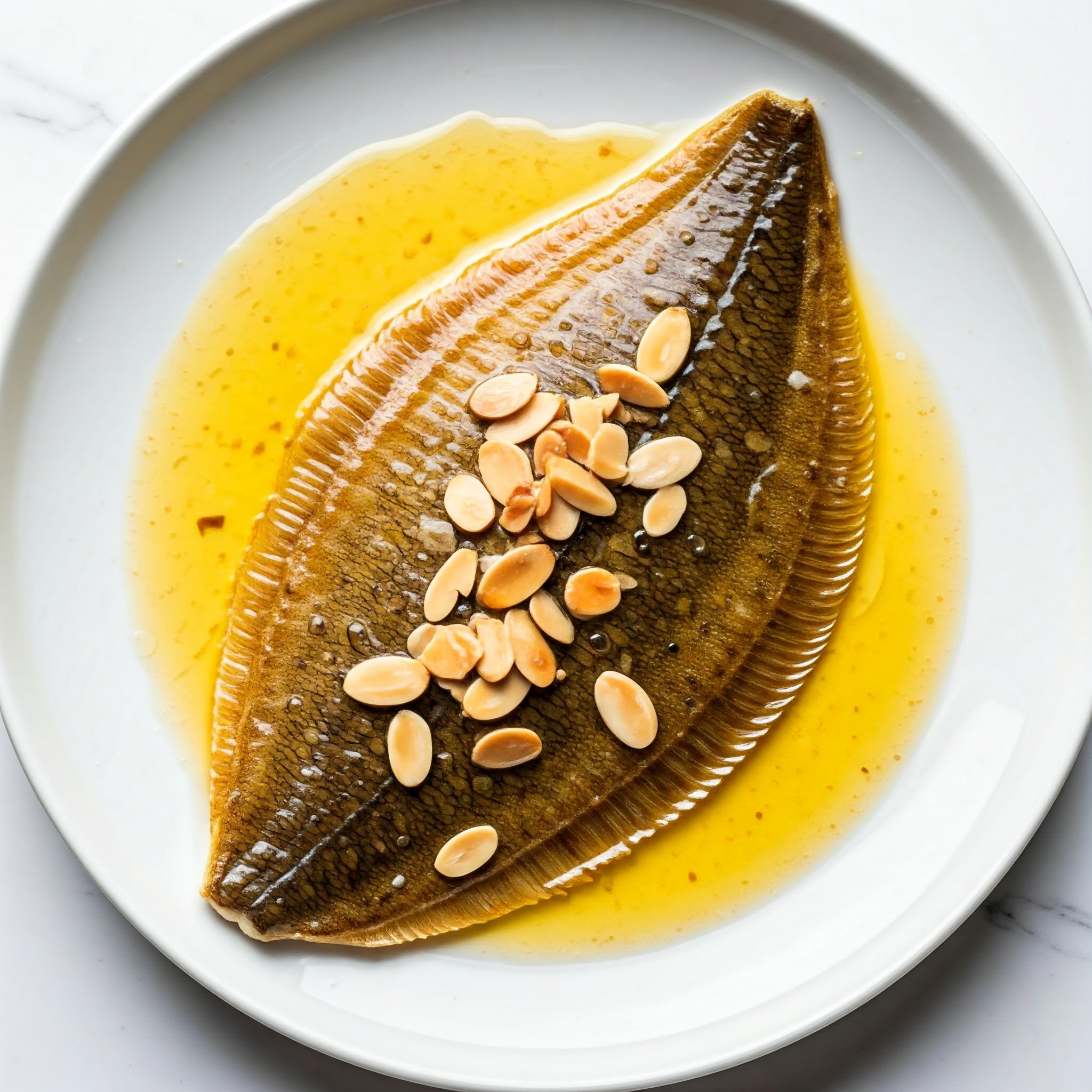 Stegt pighvar med brunet smør og mandler