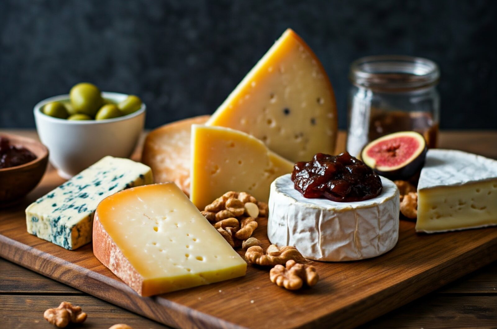 Ostebord med figenkompot og nødder