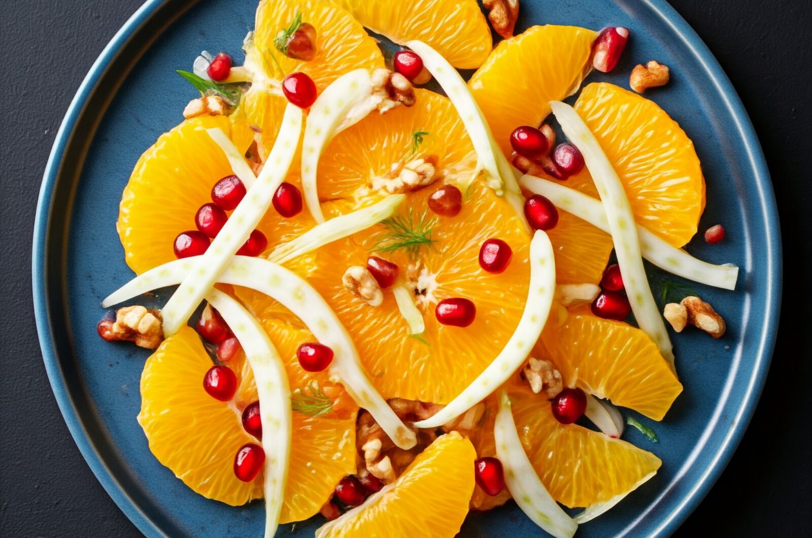 Appelsinsalat med valnødder og fennikel