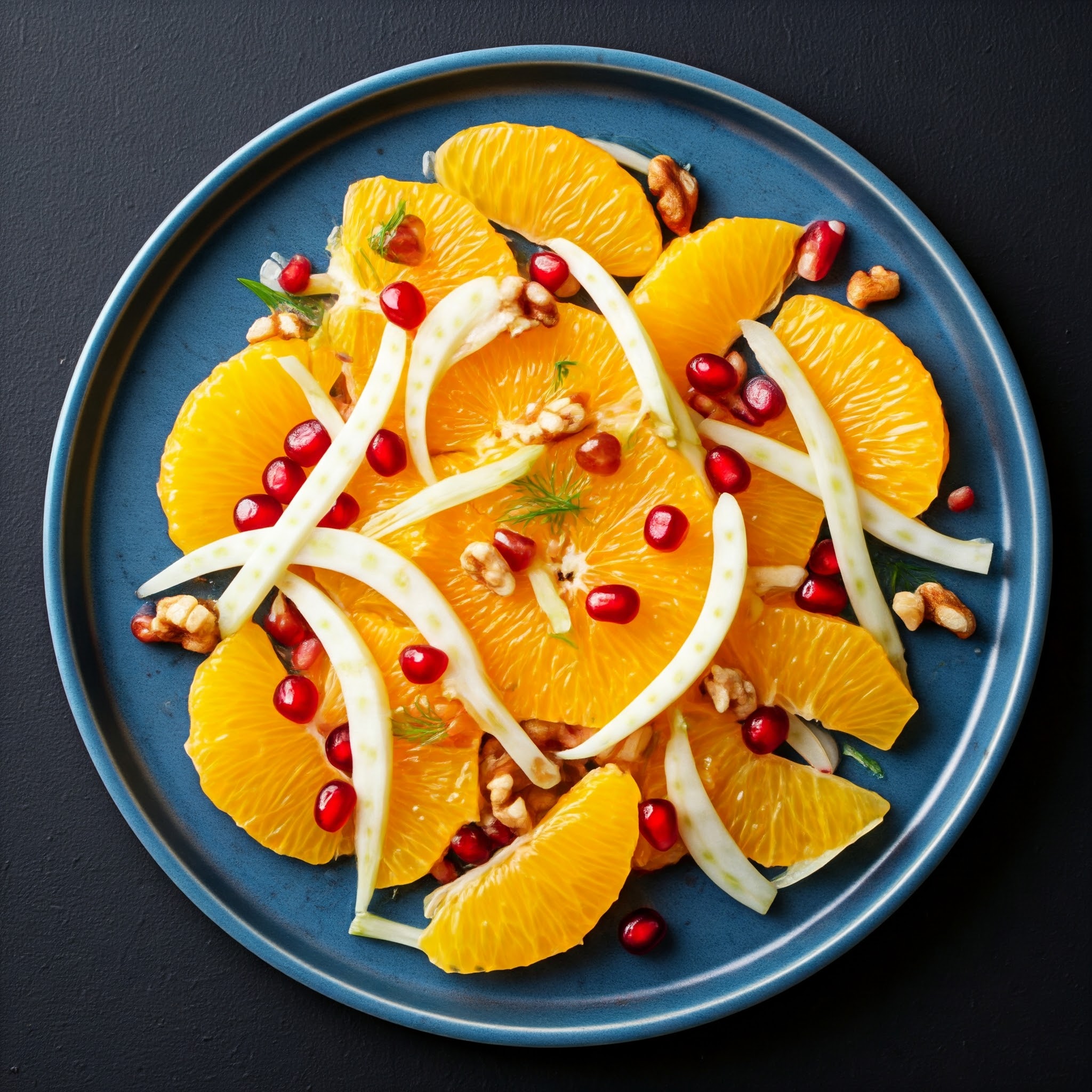 Appelsinsalat med valnødder og fennikel