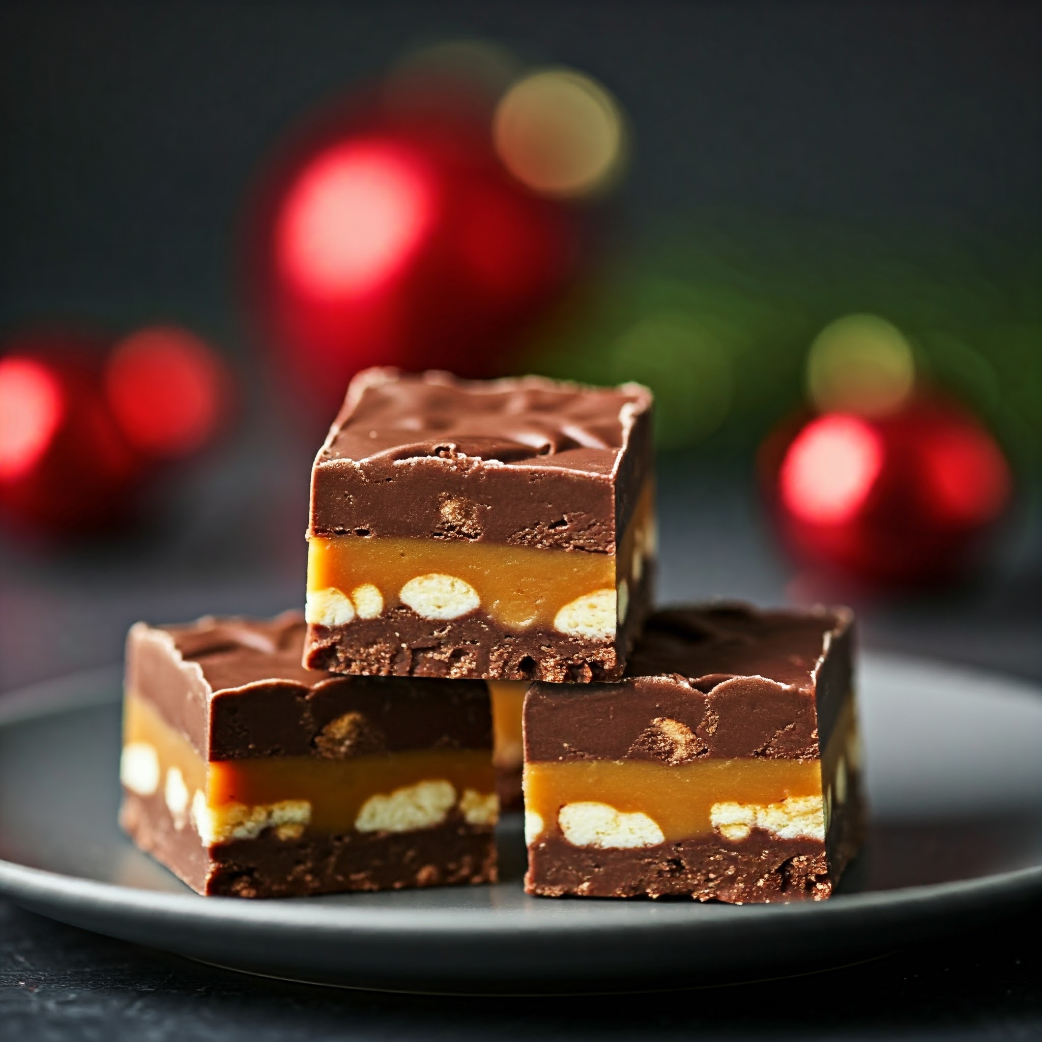 Hjemmelavet julefudge med chokolade og karamel