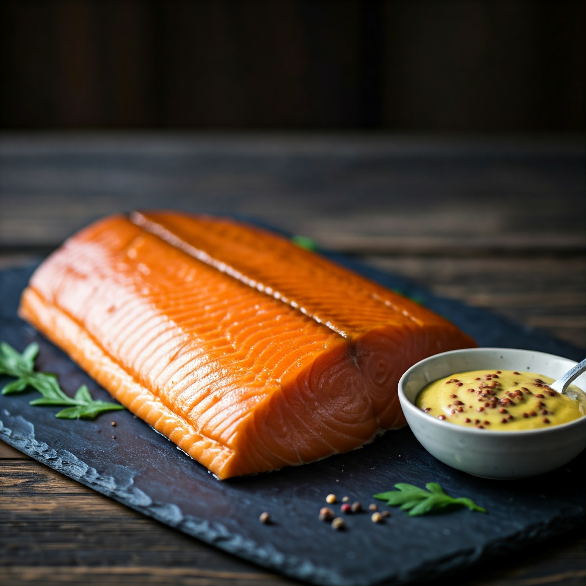 Gravad laks med sennepsdressing
