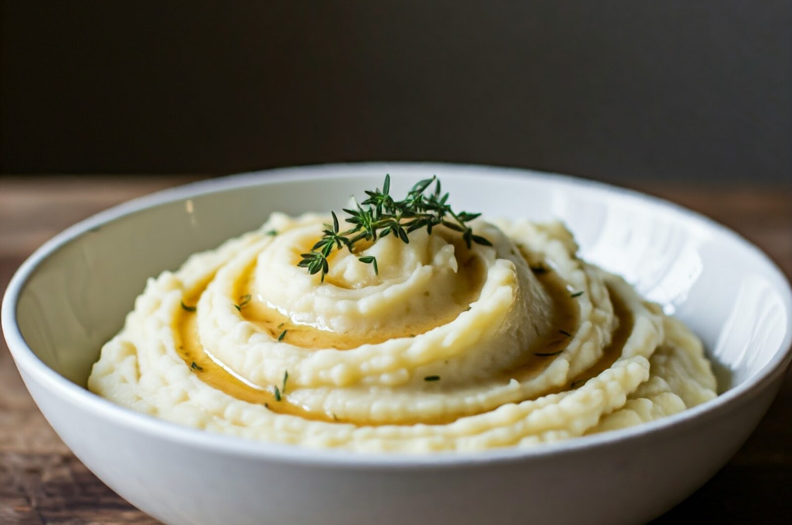 Kartoffelmos med andefedt og timian