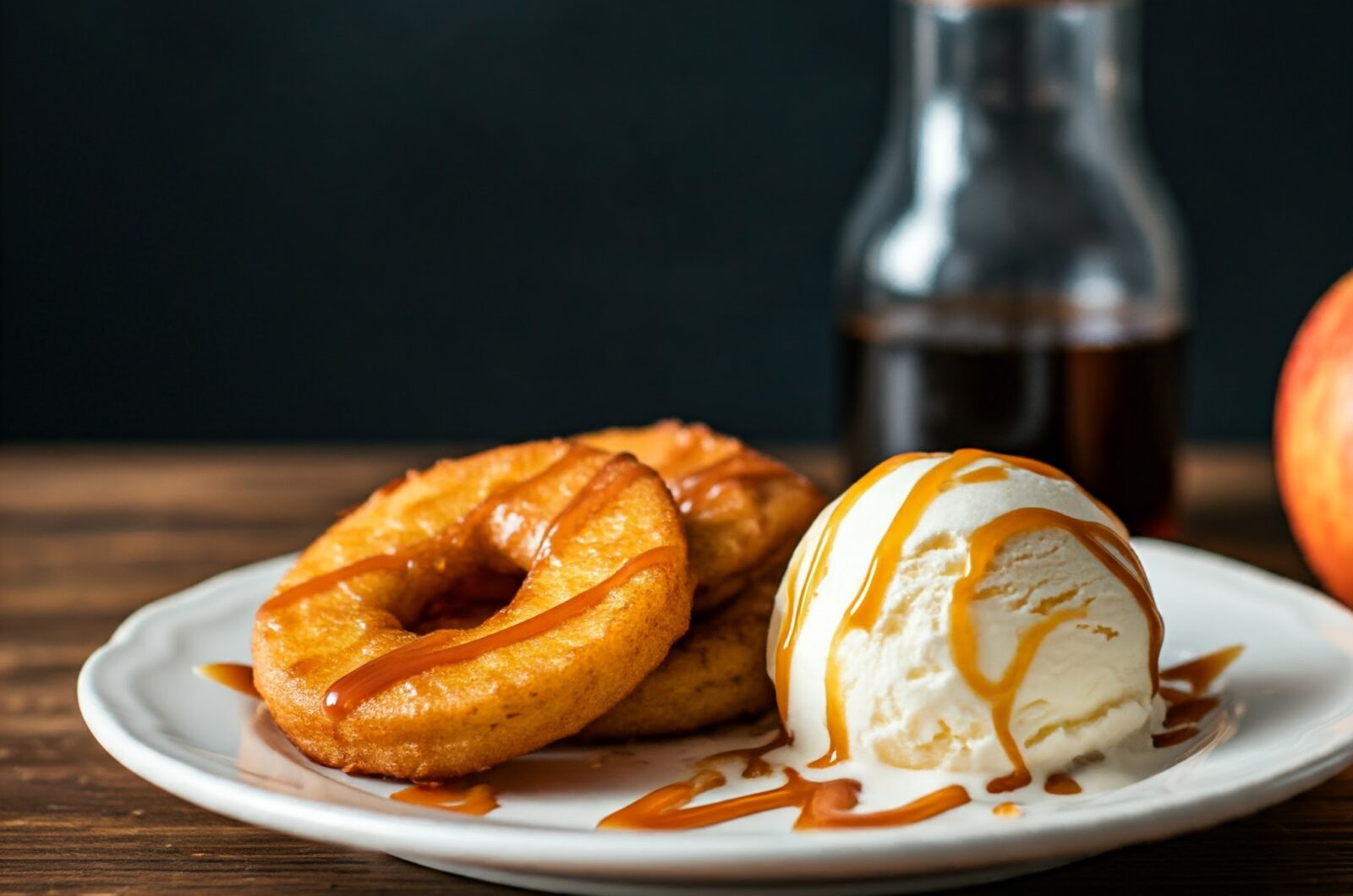 Stegte kanelæbler med vaniljeis