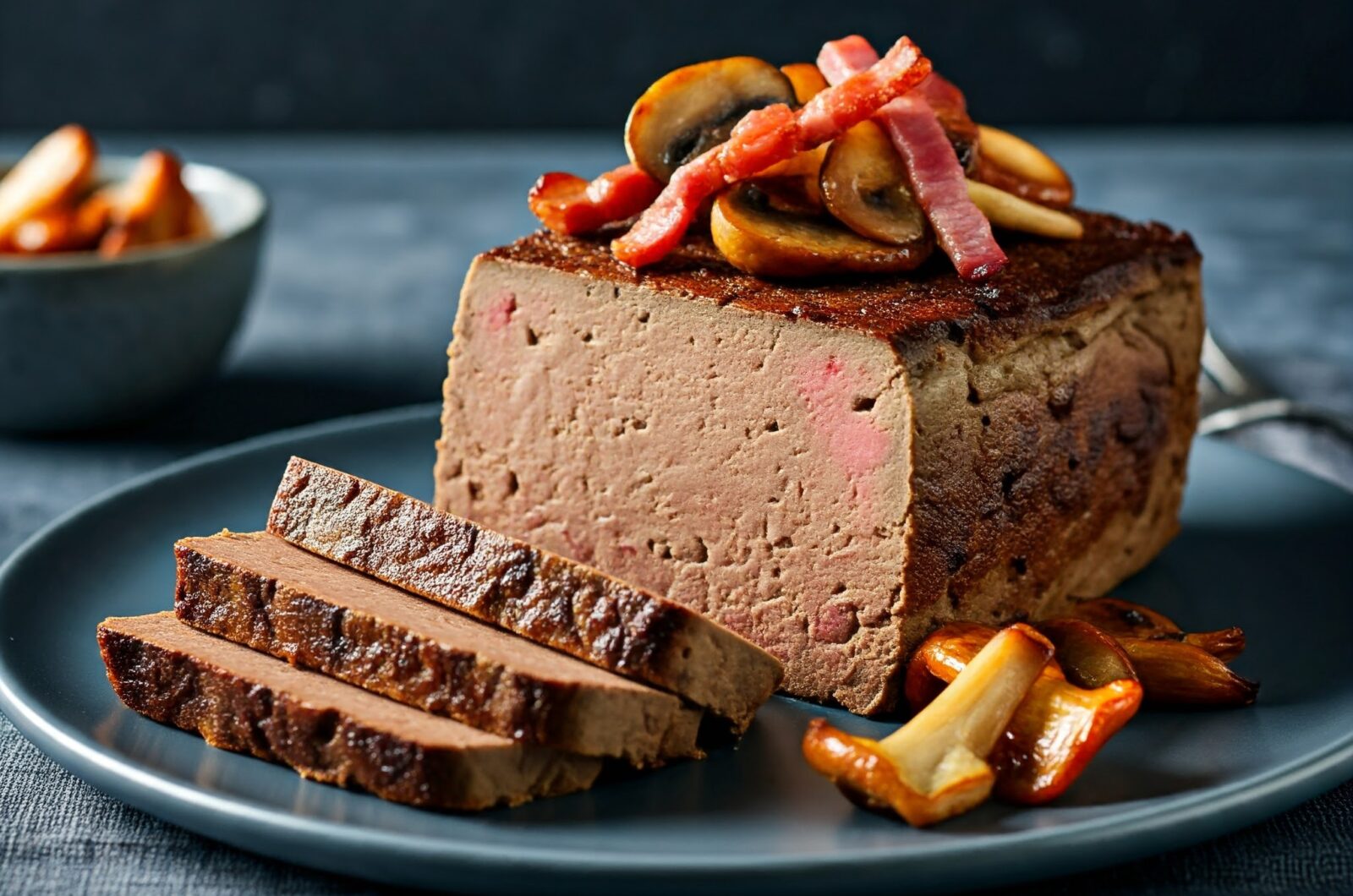 Lun leverpostej med svampe og bacon
