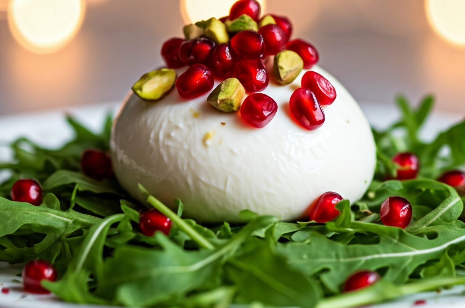 Opskrift på burrata med granatæble og pistacienødder