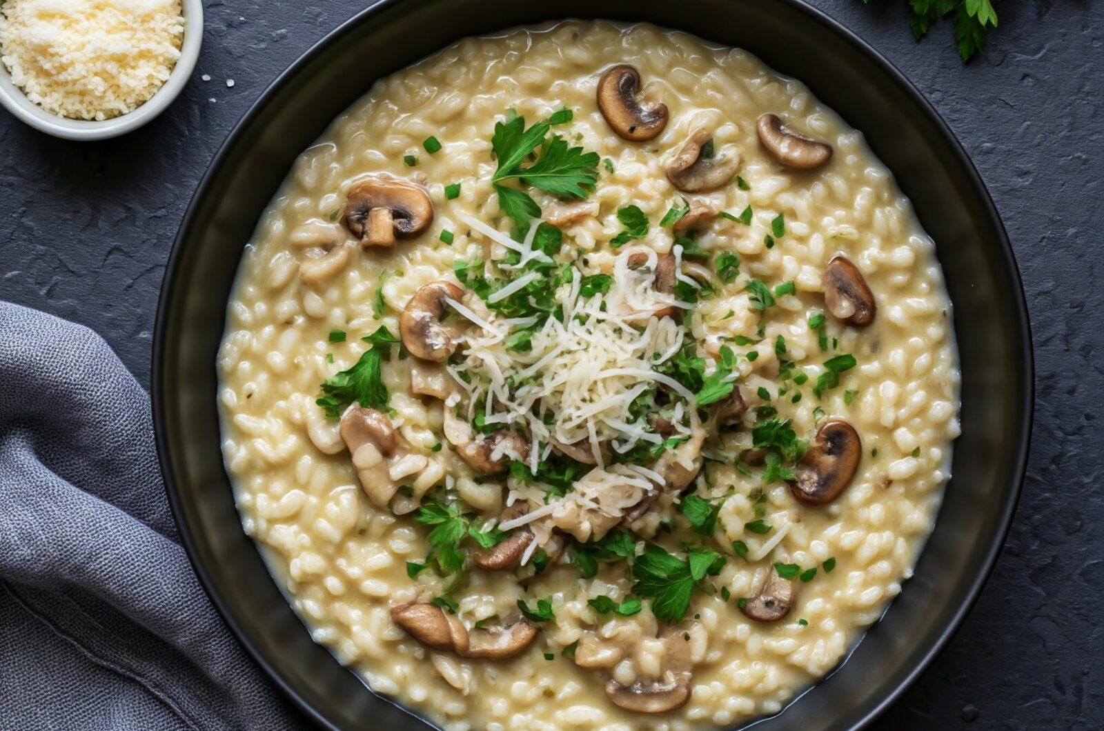Blomkålsrisotto med svampe og parmesan 