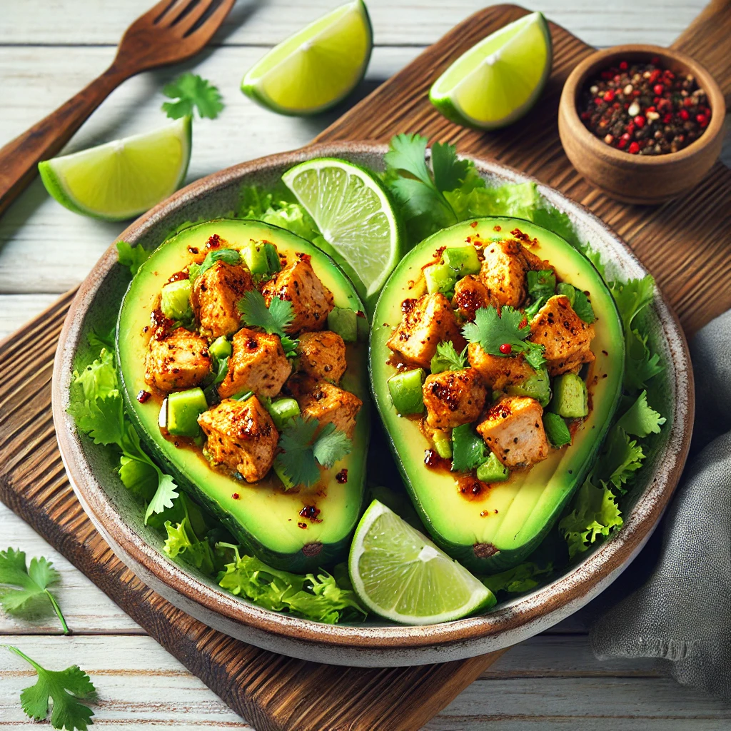 Avocado fyldt med Krydret Kyllingesalat