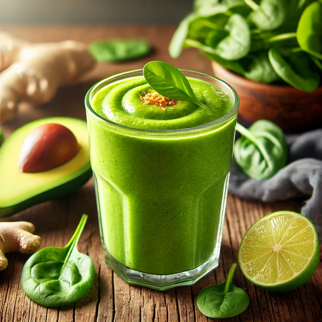 Grøn Smoothie med Spinat, Avocado og Ingefær