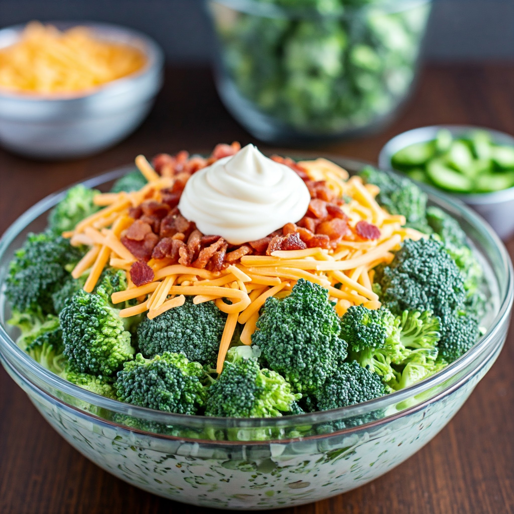 Broccolisalat med bacon og cheddar