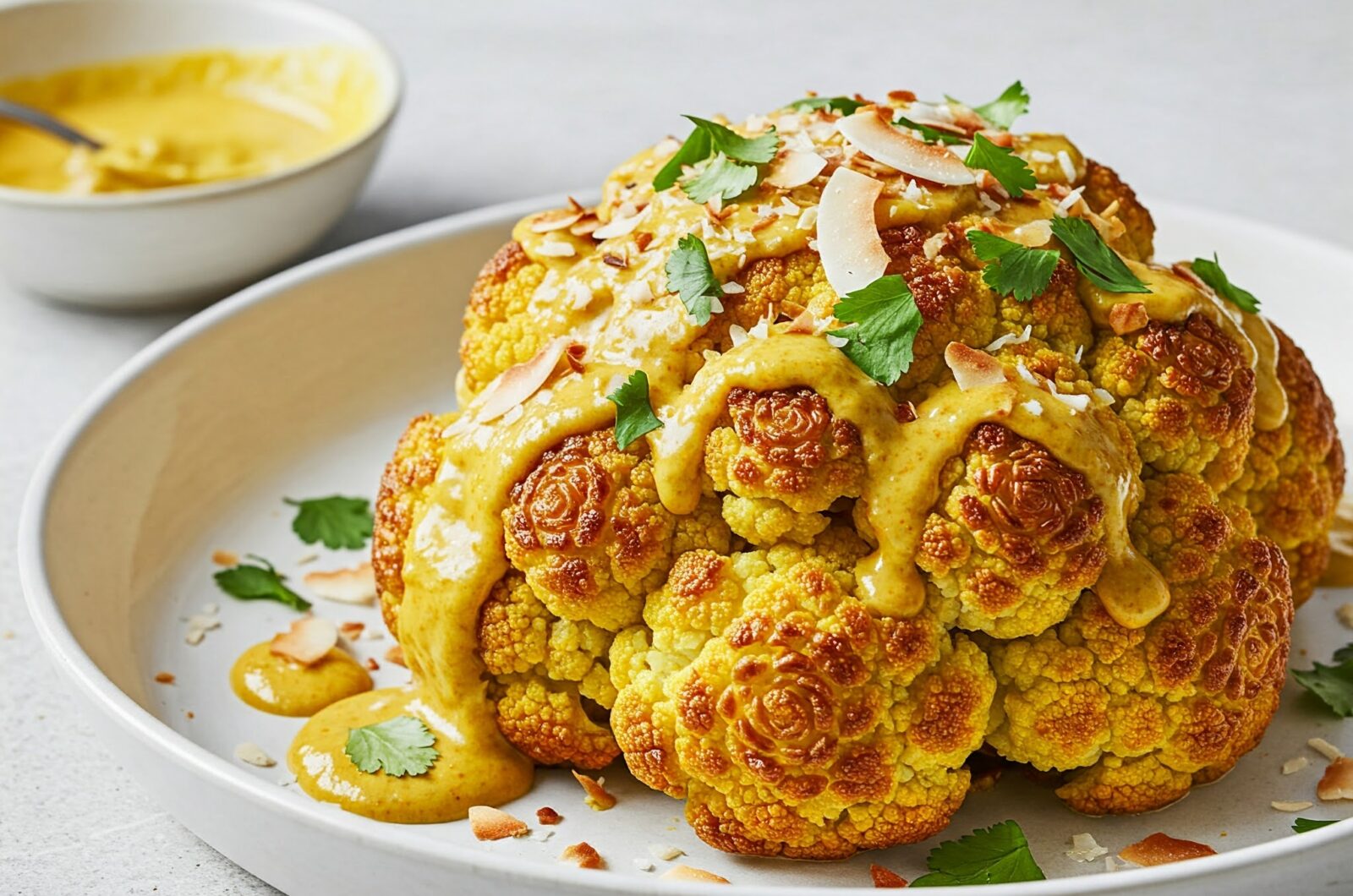 Ovnbagt Blomkål med Karry og Kokosmælk