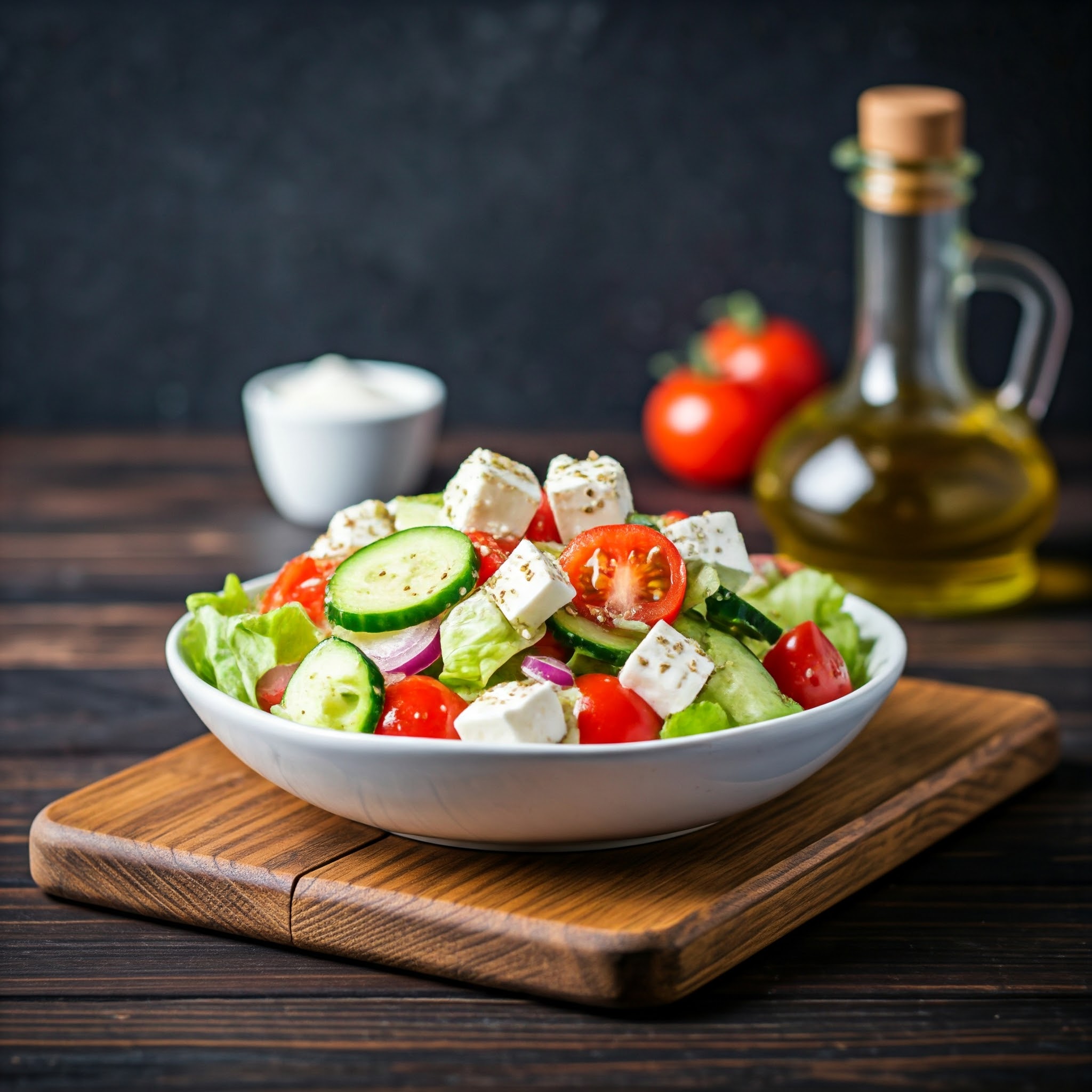Græsk salat med feta og olivenolie