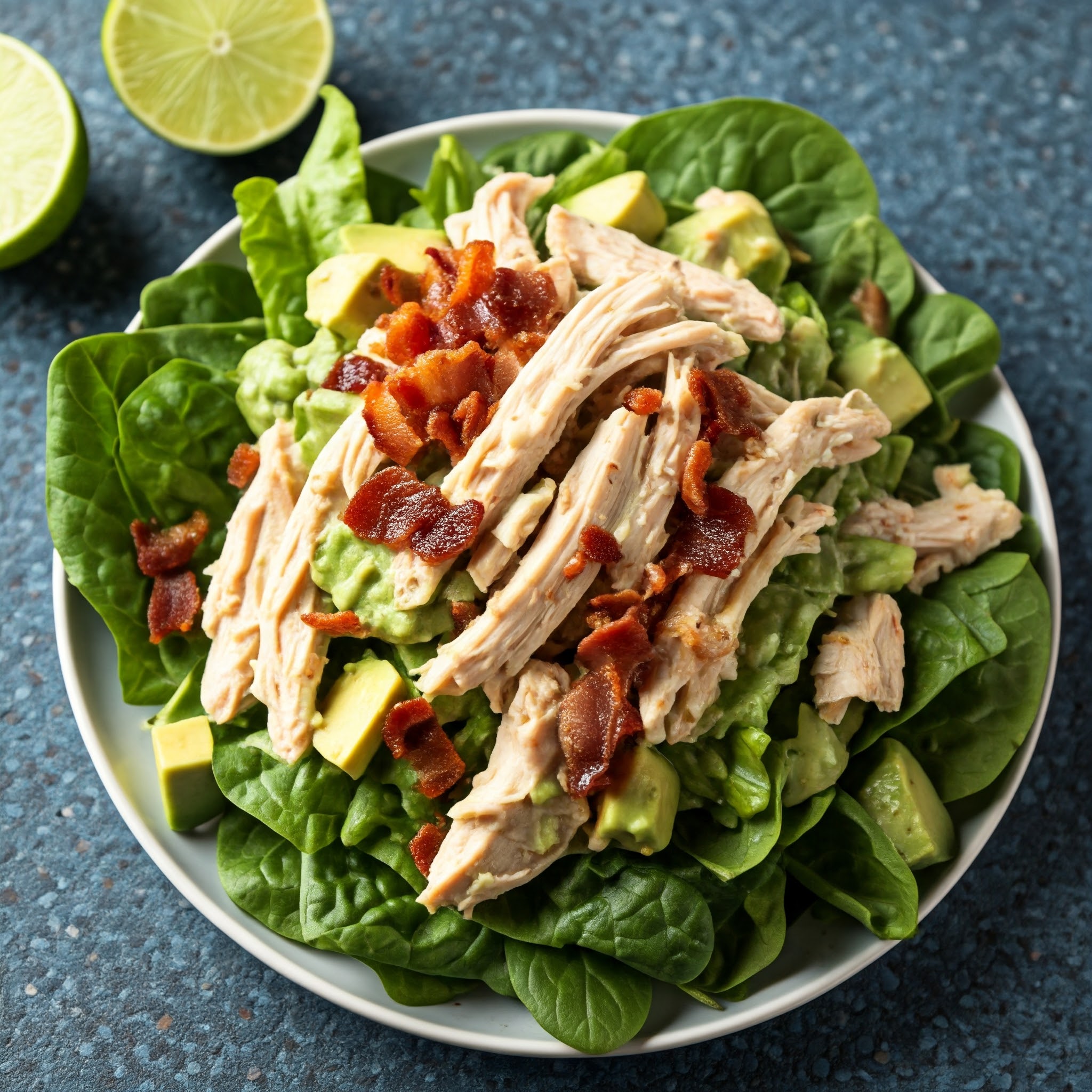Kyllingesalat med avocado og bacon
