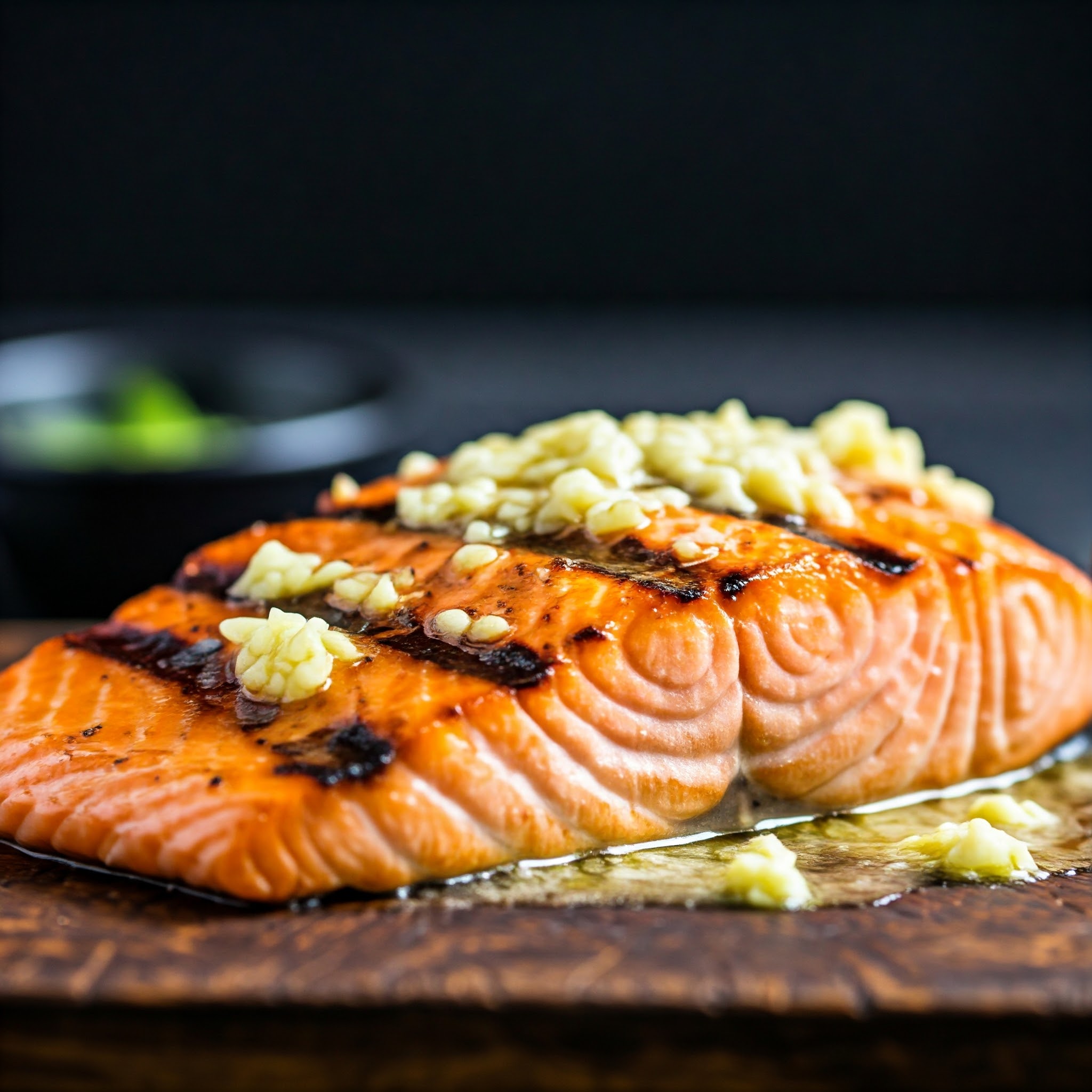 Grillet laks med smør og hvidløg