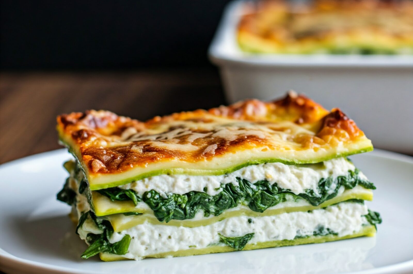 Zucchinilasagne med Ricotta og Spinat