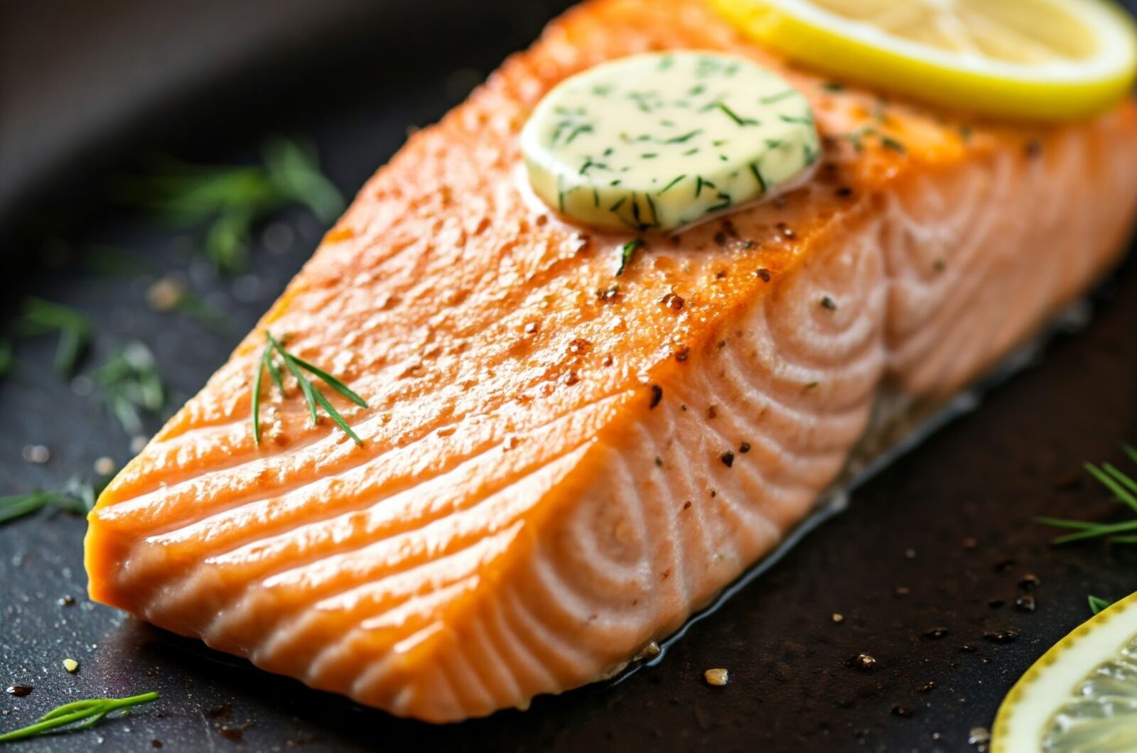 Stegt laks med citron og dildsmør