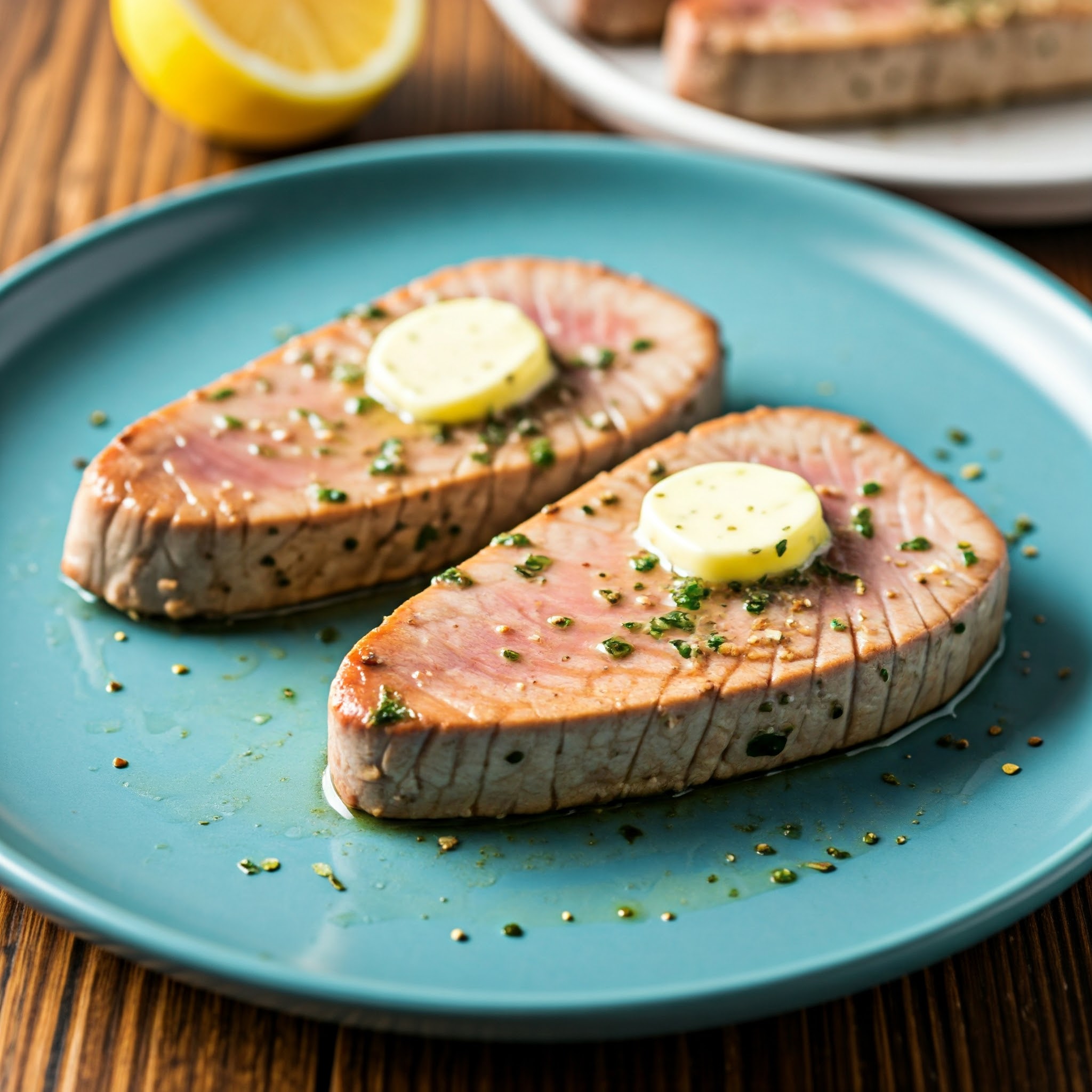 Tunbøffer med Hvidløgssmør og Citron