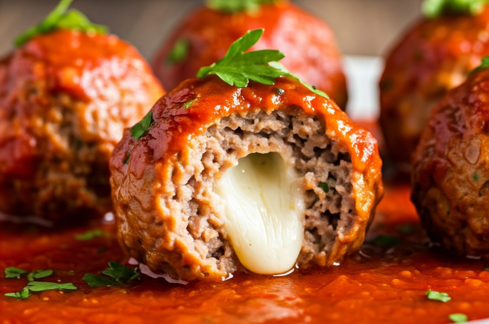 Ostefyldte Kødboller med Tomatsauce