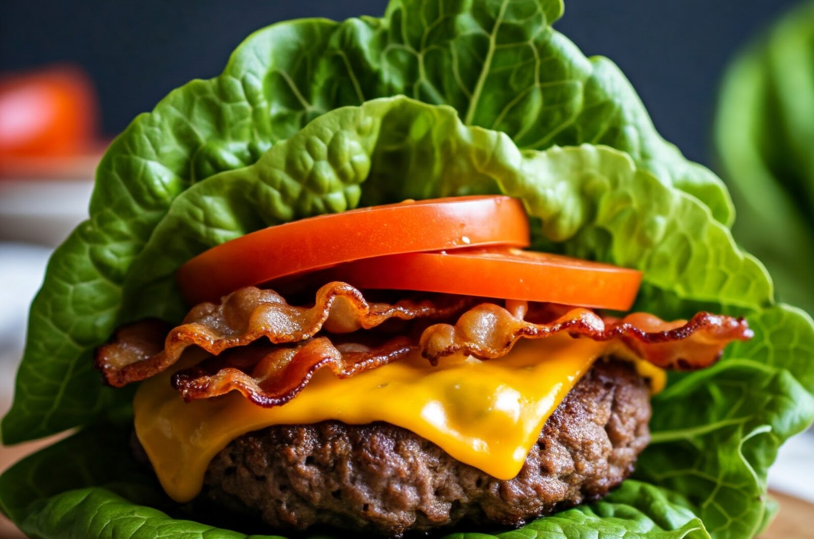 Cheeseburger uden brød med salatwraps