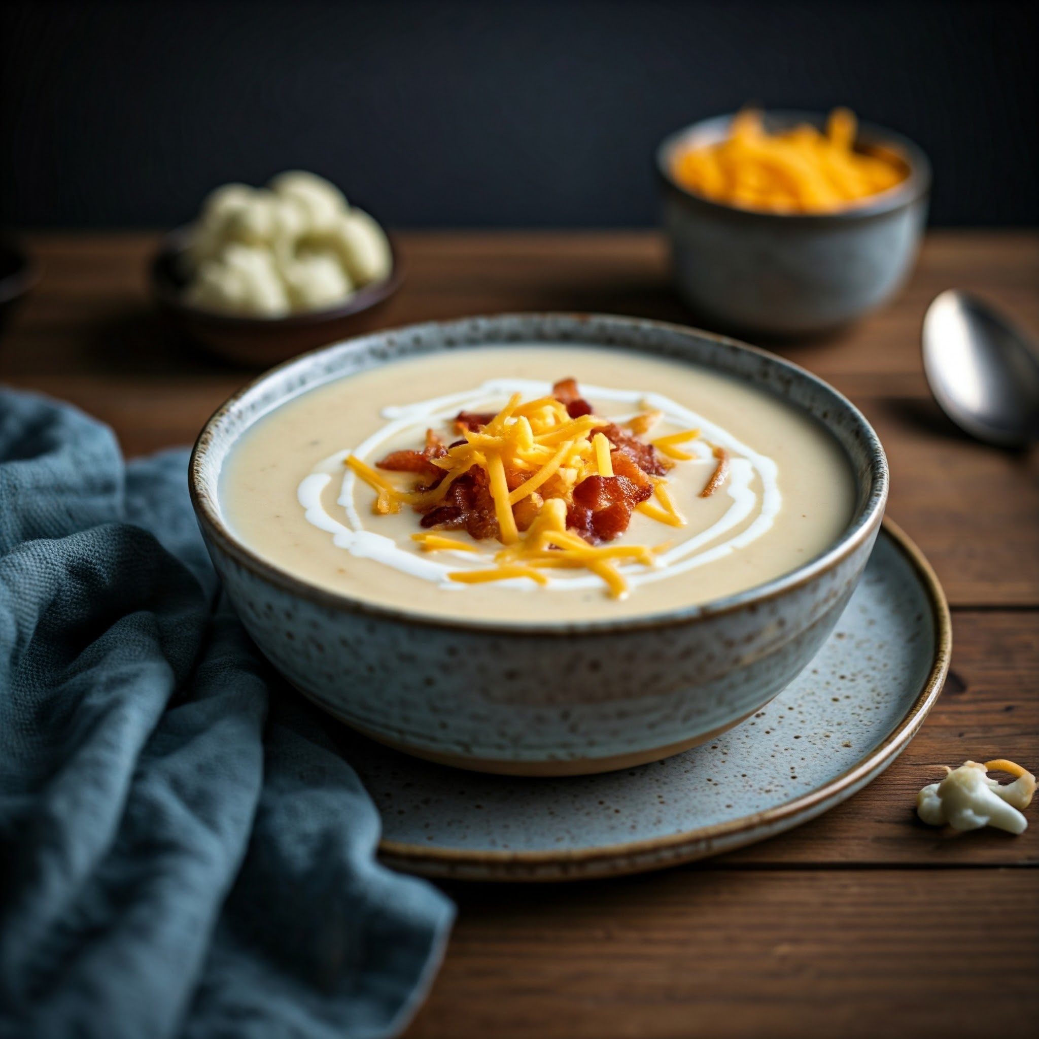 Cremet blomkålssuppe med fløde og ost