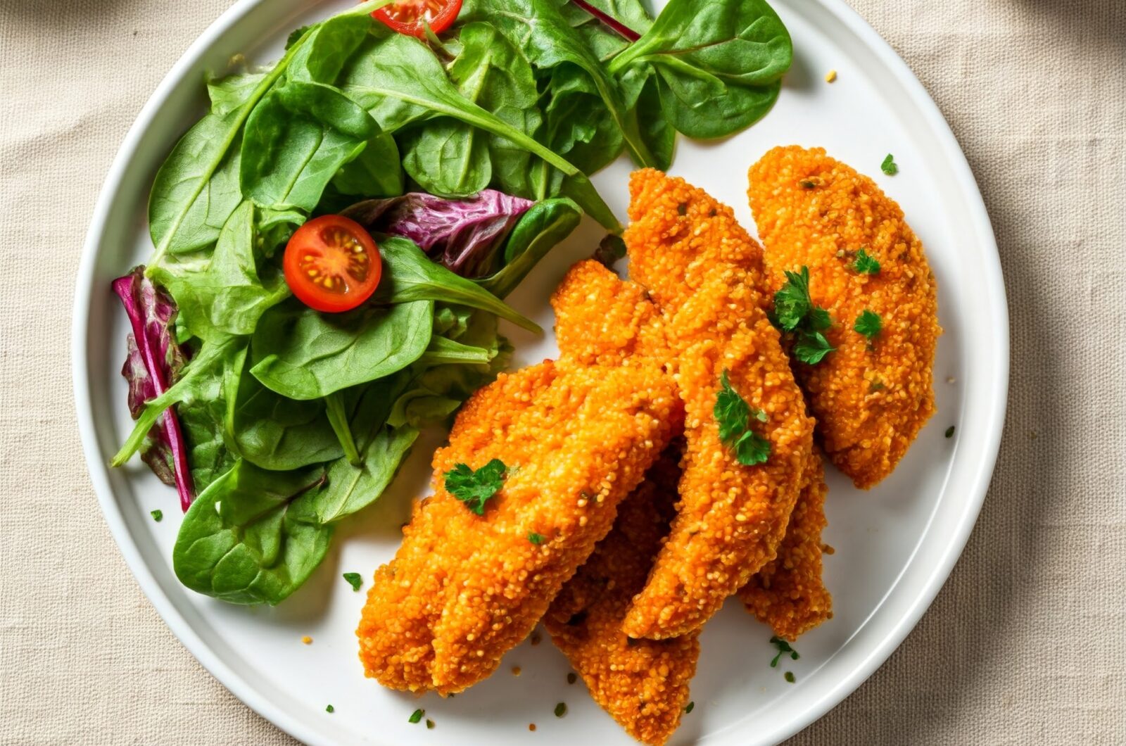 Kyllingefritter med sprød salat