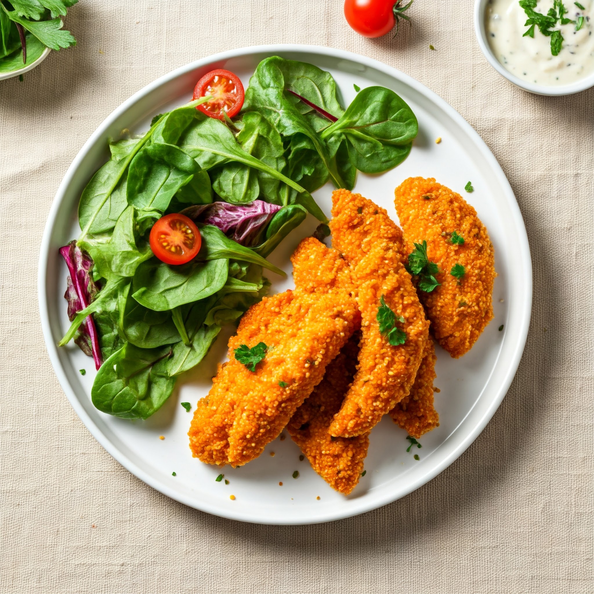 Kyllingefritter med sprød salat