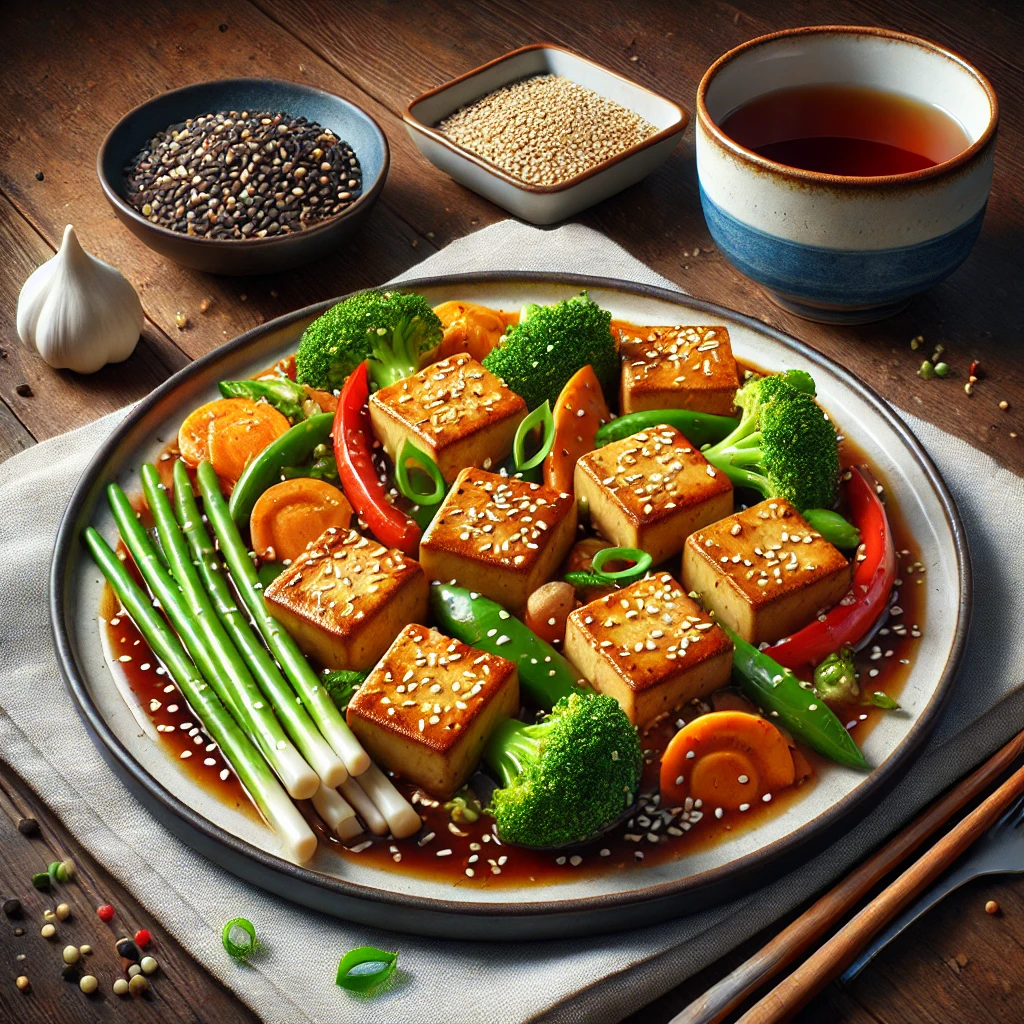 Stegt Tofu med Sesam og Grøntsager