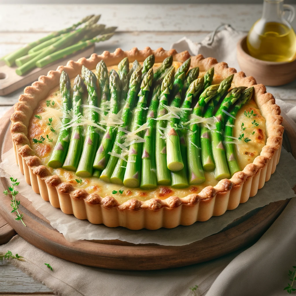 Aspargestærte med parmesan og timian